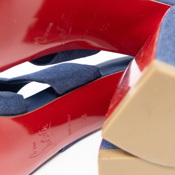 Christian Louboutin Denim Disco Club Sandals Mules Block Heels Size 36 EU - Picture 8 of 8